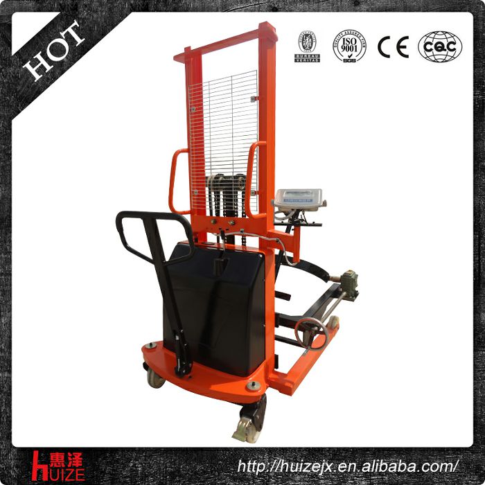 半電動(dòng)稱重油桶車（夾鐵桶，手搖翻轉(zhuǎn)倒料）